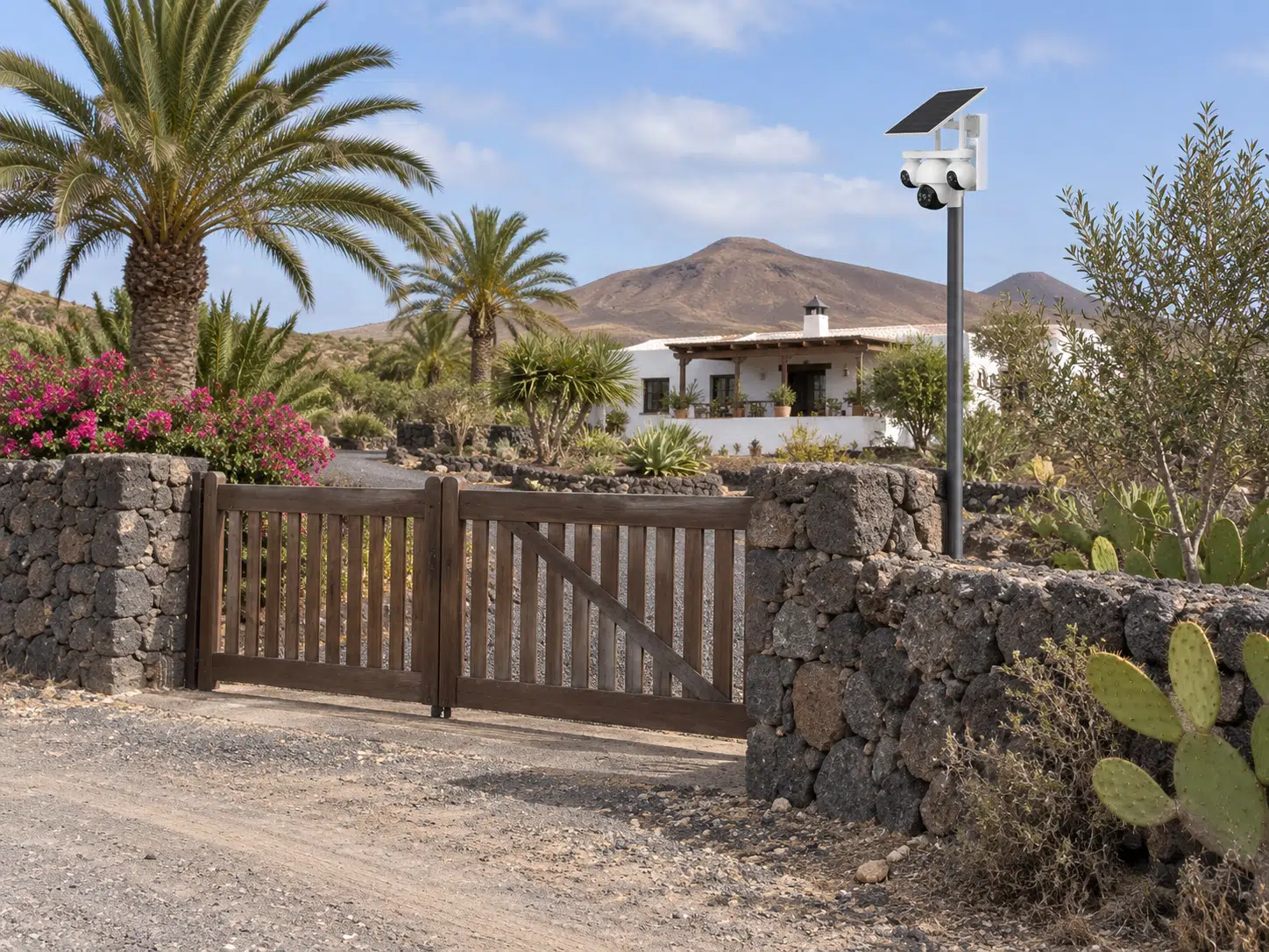 Cámara solar 4G instalada en una finca de Canarias