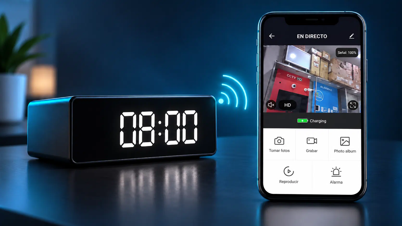 Ejemplo de solución discreta wifi con visualización remota desde una aplicación móvil